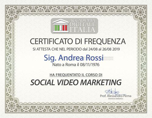 Esempio di certifica ufficiale - Accademia Digitale Italia